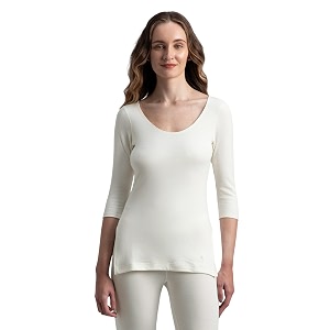 jockey 2543 women super warmth super combed cotton rich brushed three quarter sleeve thermal top with staywarm technology regular fit