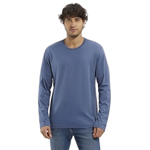 jockey am95 men super combed cotton rich solid round neck full sleeve t-shirt regular fit