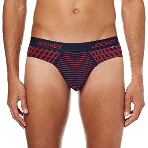 jockey us67 men super combed cotton elastane stretch striped brief with ultrasoft waistband