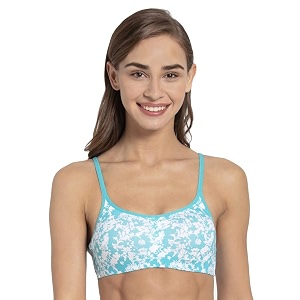 jockey women39s cotton non-padded wirefree beginner39s bra ss12_jet teal print61_38c