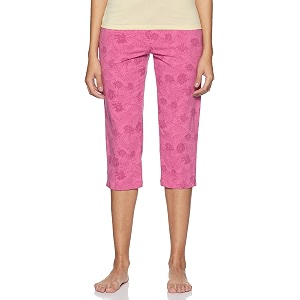 jockey women39s slim fit cotton capri 1300_ibis rose melange printed_m_melange_m