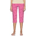 Jockey Women's Slim Fit Cotton Capri (1300_Ibis Rose Melange Printed_M_Melange_M)