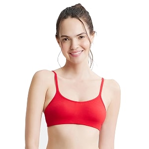 jockey ss12 women39s wirefree non padded super combed cotton elastane stretch full coverage beginners bra with adjustable straps_sangria red_30b