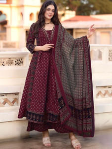 JODAA Women Kurta Palazzo Dupatta Set
