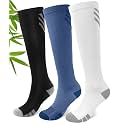 JODUCE Viscose from Bamboo Compression Socks for Men & Women, 3 Pairs 15-20 mmHg Graduated Knee High for Nurses & Travel