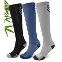 JODUCE Viscose from Bamboo Compression Socks for Men &amp; Women, 3 Pairs 15-20 mmHg Graduated Knee High for Nurses &amp; Travel