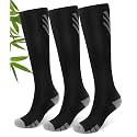 JODUCE Viscose from Bamboo Compression Socks for Men &amp; Women, 3 Pairs 15-20 mmHg Graduated Knee High for Nurses &amp; Travel