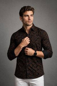 JOE JOHN Men Printed Casual Black