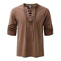 JOGAL Mens Renaissance Shirt Medieval Pirate Viking Halloween Costume