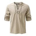 JOGAL Mens Renaissance Shirt Medieval Pirate Viking Halloween Costume