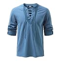 JOGAL Mens Renaissance Shirt Medieval Pirate Viking Halloween Costume