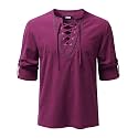 JOGAL Mens Renaissance Shirt Medieval Pirate Viking Halloween Costume