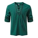 JOGAL Mens Renaissance Shirt Medieval Pirate Viking Halloween Costume