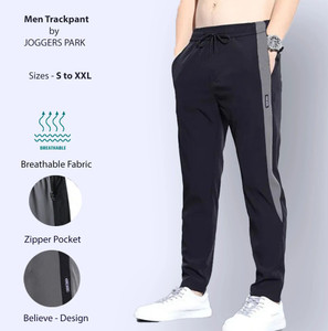 Joggers Park Striped Men Black Track Pants