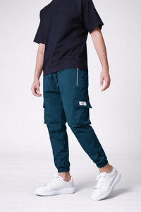 Joggers Park Printed Men Blue Track Pants