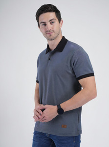 John Peters Solid Men Polo Neck Navy