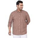 JOHN PRIDE Plus Size Men's Rust Cotton Checks Shirt (EJPSF45076_3XL)