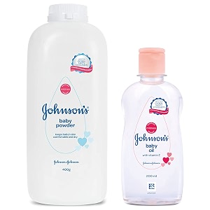 johnson39s baby powder 400g amp johnson39s baby oil with vitamin e non-sticky for easy spread and massage 200ml