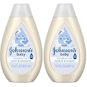 Johnson's Sensitive Care Baby Wash &amp; Shampoo, Daily Moisturizing 2-in-1 Baby Wash &amp; Shampoo to Gently Cleanse Without Drying Out Sensitive Skin, Light Scent, Hypoallergenic, 13.6 fl. oz (Pack of 2)