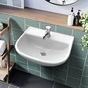 Johnson Alba Wall Mounted Basin without Pedestal | 470x375x165mm | Ceramic Wall Hung Basin for Bathroom, Dinning Hall | White | 12 Kg | 10 Years Warranty (P3815PW0203)