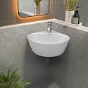 Johnson Eco Corner Counter Top + Wall Mounted Basin | Thin Rim | 305x310x135mm | Dual Installation Ceramic Basin for Bathroom, Dinning Hall | White | 4.6 Kg | 10 Years Warranty (P2215CPW0722)