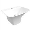Elegance Wall Mounted Integrated Basin | 480x425x335mm | Ceramic Basin with In-Build Half Pedestal for Bathroom, Dinning Hall | White | 17 Kg | 10 Years Warranty (P6115PW0103)