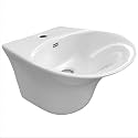 Johnson Fusion Wall Mounted Integrated Basin | 415x400x280mm | Ceramic Basin with In-Build Half Pedestal for Bathroom, Dinning Hall | White | 13 Kg | 10 Years Warranty (G4582PW0103)