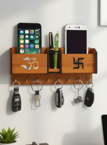joies fashions joies decorative om swastika key holder  mobile stand brown 8 hook wood key holder