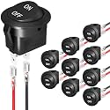 Joinfworld 10Pcs Round Rocker Switch 12V ON Off Switch 12 Volt DC Circle Toggle Switch 2 Pin SPST 6A/250V 10A/125V AC 20MM Small Rocker Switch with Wires for Auto Car Marine Boat - UL Listed