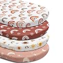 Jola's House 4 Pack Boho Bassinet Sheets - Sunshine &amp; Rainbow Design - Neutral Unisex - Fitted Baby Bassinet Sheets