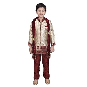 Boys Sherwani Set Brocade Sherwani for