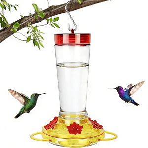 joliyoou hummingbird feeder 10 once glass hummingbird feeder outdoor hanging bird nectar feeder yellow amp red