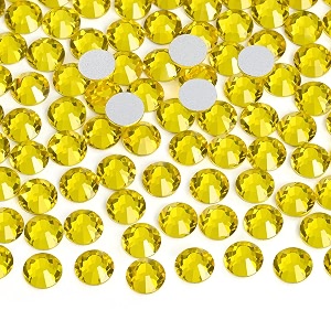 jollin glue fix flatback rhinestones glass diamantes gems for nail art ss12 1440pcs citrine