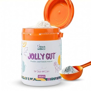 jolly gut pre amp probiotic powder 400g for itching paw licking diarrhea amp vomiting improves digestion gut health amp immunity scientifically formulated tasteless easy daily supplement
