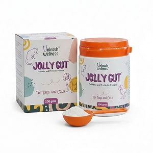 jolly gut pre amp probiotic powder 200g for itching paw licking diarrhea amp vomiting improves digestion gut health amp immunity scientifically formulated tasteless easy daily supplement