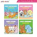 Jolly Kids Cosy Colouring Books Set of 4 for Kids | Adorable Animal Friends, Food, Indoor and Outdoor Adventures | Creative Screen-Free Fun