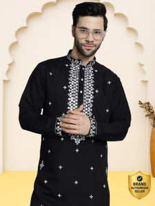 Jompers Embroidered Silk Blend Straight Kurta for