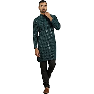 Jompers Mens Cotton Embroidered Regular Kurta Sets