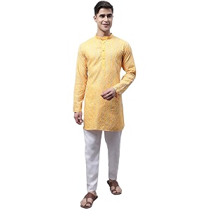 Jompers Mens Cotton Embroidered Straight Kurta Pyjama