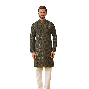 Jompers Mens Cotton Embroidered Regular Kurta Sets