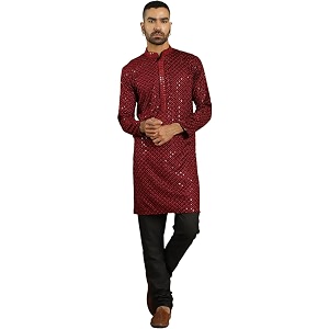Jompers Mens Cotton Embroidered Regular Kurta Sets