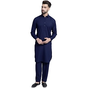 Jompers Mens Cotton Solid Pathani Kurta With