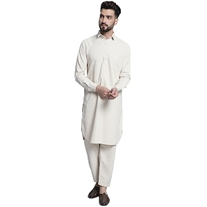 Jompers Mens Cotton Solid Pathani Kurta With
