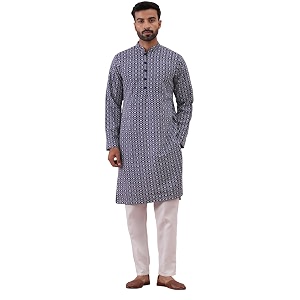 Jompers Floral Embroidered Kurta With Churidar Blue