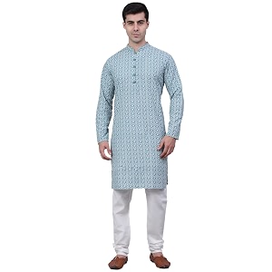Jompers Mens Embroidered Pure Cotton Kurta Pyjama
