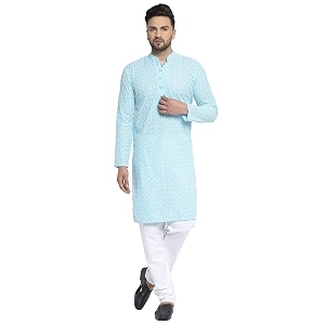 Jompers Mens Embroidered Pure Cotton Kurta Pyjama