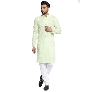 Jompers Mens Embroidered Pure Cotton Kurta Pyjama