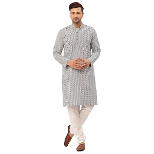 Jompers Mens Embroidered Pure Cotton Kurta Pyjama
