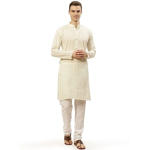 Jompers Mens Embroidered Straight Kurta Pyjama Set.