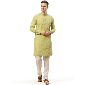 Jompers Mens Embroidered Straight Kurta Pyjama Set.